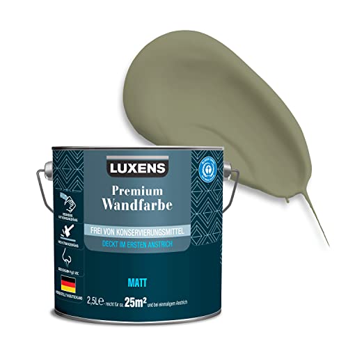 LUXENS - Premium Wandfarbe 2,5 l - Eukalyptusgrün - Matt - Wände, Decken...