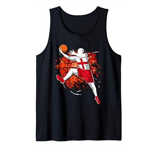 Proud England Basketball Lovers English National Flag Sport Tank Top, Black