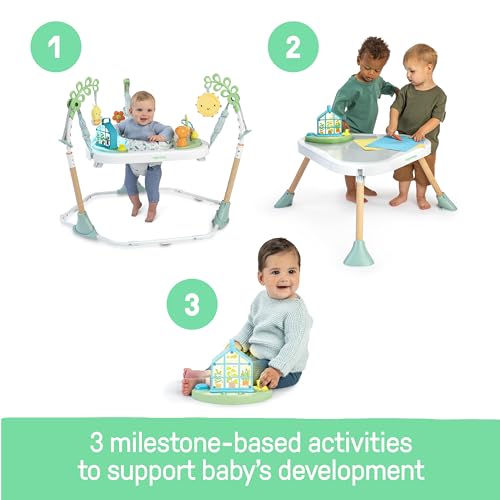 Image of Ingenuity 3-in-1 Baby Jumper and Activity Center with Lights and Sounds - Converts to Toddler Play Table, 4 Adjustable Heights, Wood Legs, Ages 4 Months to 3 Years