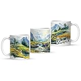 Nature Inspired Mug, Customized Mountain Stream Coffee Cup, Gift For Nature Lovers, Personalized Name Mountain Mug, Full Wrap Cup, Scenery White Mug, Custom Ceramic Cup 11oz 15oz