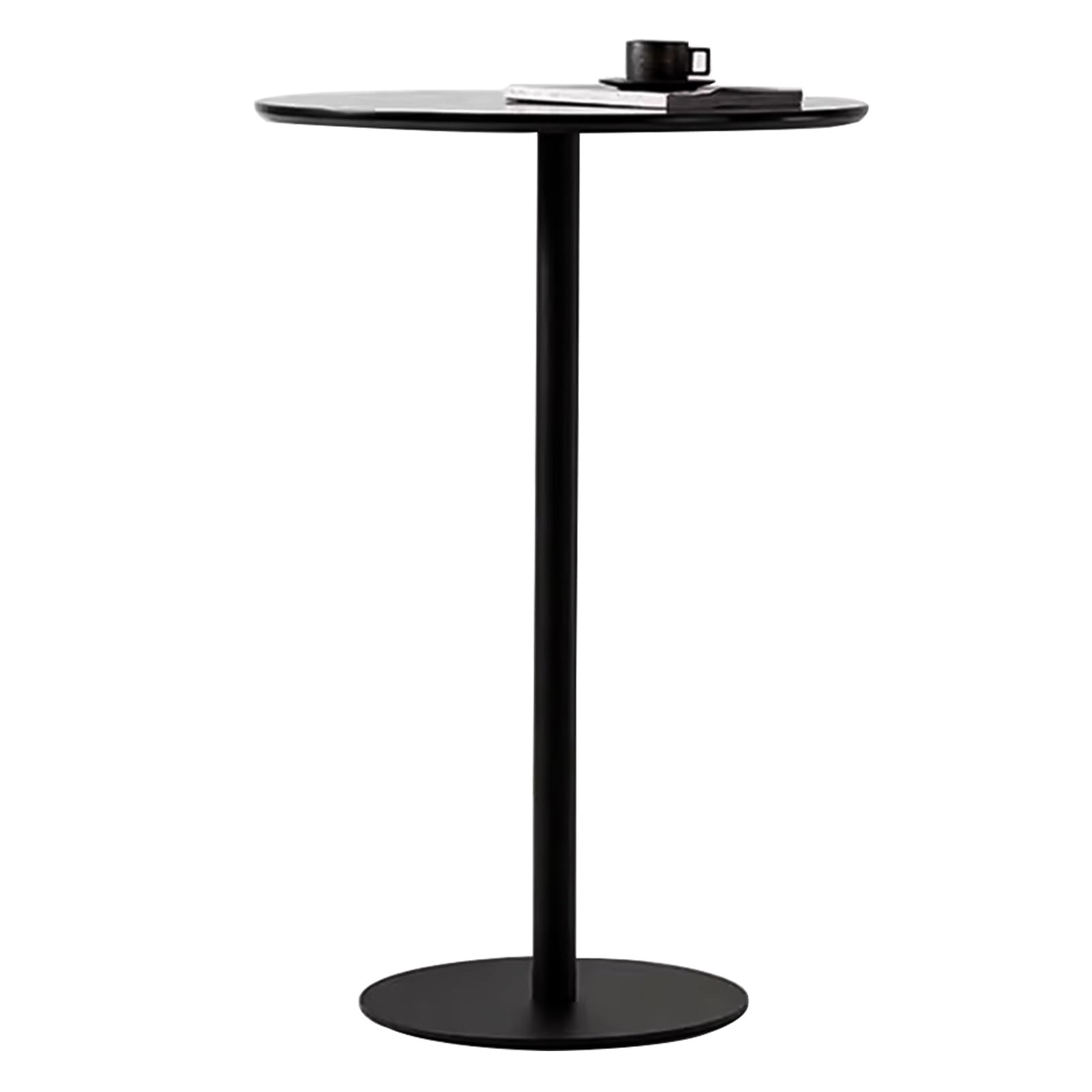 SWENEEN Bistro Table Modern Bar Table, Round Breakfast Kitchen Dining High Table, Counter Pub Desk Cocktail Bistro Table, Metal Frame, Black,48x48x62cm
