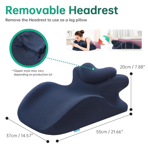 Image of MOONYOOY Memory Foam Ergonomic Wedge Pillow for Sleeping, Acid Reflux & GERD Relief - Elevation Bed Support Pillow for Back Pain, Post Surgery Recovery, Reading with Removable Washable Cover