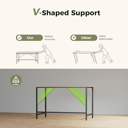 Image of Mericonia 55x20 Inch Computer Desk, 0.6 inch Thick Small Office Table | Modern Simple Style, Study & Writing Table for Home Bedroom Work, Brown