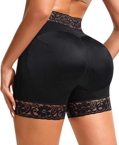 DERCA Padded Underwear for Women Butt Lifting Shapewear Booty Pads Hip Enhancer Lace Boyshorts
