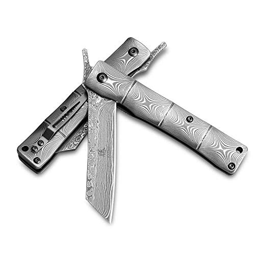 KATSU Handmade Full Damascus Pocket Knife,3