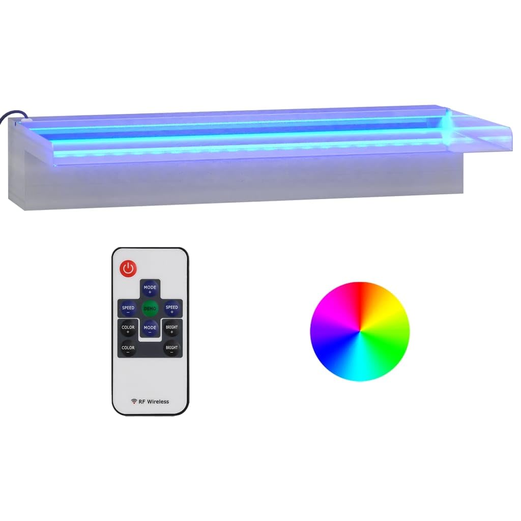 vidaXL Fuente Cascada con LED RGB para Jardín Estanque Patio Exterior Piscina Aporte Decorativo Relajante Luces Vista Sonido Acero Inoxidable
