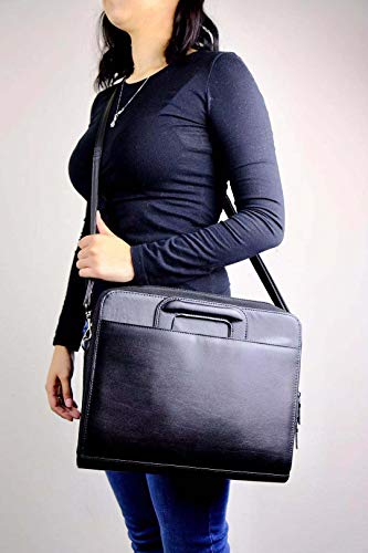 Nufazes Portfolio 3 Ring Binder Organizer- Padfolio Briefcase With Retractable Handle And Zippered File Divider #TOP5