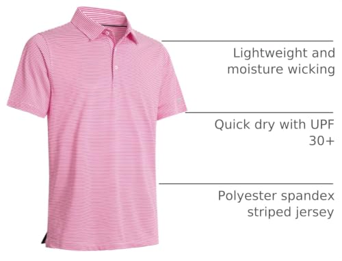Image of Men's Golf Polo Shirts Short Sleeve Striped Performance Moisture Wicking Dry Fit Golf Shirts for Men