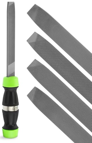 Slida File 4-in-1 Professional Metal File Set – Bastard, Smooth, Double & Second Cut – Precision Hand Shaping Tool for Metal & Steel – Ergonomic Handle – Built for Workshops, DIY & Tradespeople