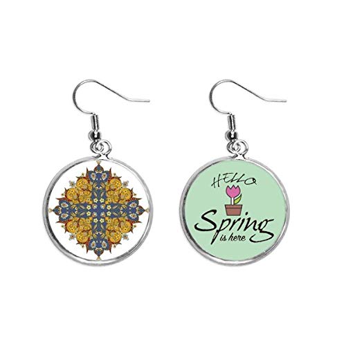 Pendientes de primavera hojas en paralelo colgante decorativo flor