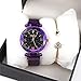 FUNGORGT Valentine's Day Gifts-Ladies Fashion Wrist Watch Casual Crystal Quartz Star Dial Purple Women Watch Magnetic mesh Belt and Bracelet Set Gift