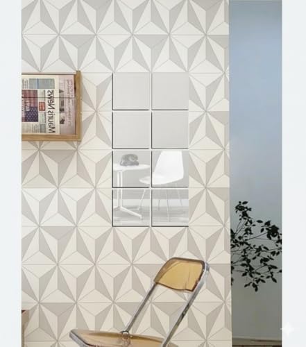 Image of 8 Big Square Silver Mirror for Wall Stickers Large Size (15X15) Cm Acrylic Mirror Wall Decor Sticker for Bathroom Mirror|Bedroom|Living Room Decoration Items (N-8Verybigsquaresilver), Unframed mirror