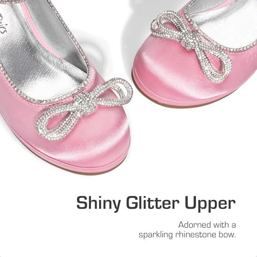 DREAM PAIRS Girls Dress Shoes Platform Chunky Heel Ankle Strap Princess Flats Flower Party Wedding Pump for Little Big Kid2