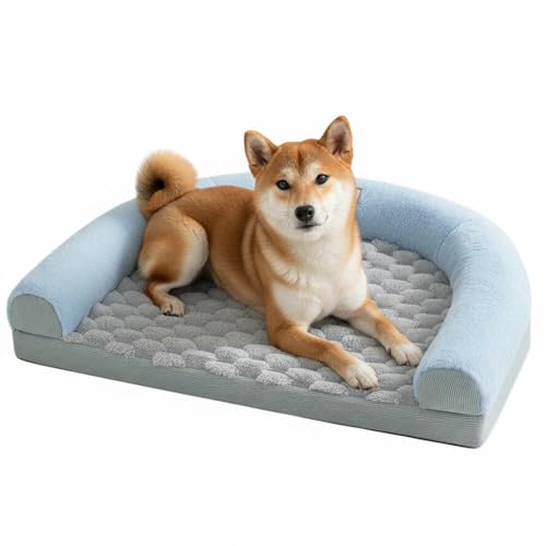 Lifetips四国犬(Shikoku Inu)U型 ペットベッド 犬 猫 クッション ソファ 丸洗い可 滑り止め 保温 四季対応 小型犬 中型犬 大型犬 多頭飼い 快適 枕付き 軽量 カバー取り外し インテリアに馴染む 圧縮梱包 極厚 やわらか 防汚 通