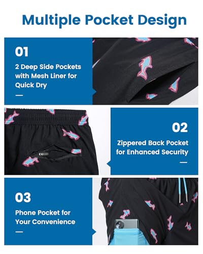 Image of maamgic Mens Swim Trunks with Compression Liner 7 Inch Inseam Mens Bathing Suit Quick Dry Swimming Trunks Swimsuit