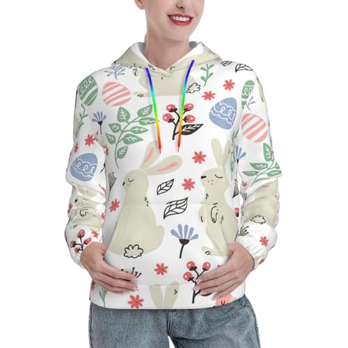 Sweat à capuche fleurs et lapins EdWal pour femme avec poche