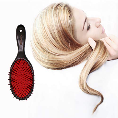 Delivery- Wooden Airbag Bamboo Bristle Hairbrush Paddle Brush, Daily Use Massage Scalp (Red-9")