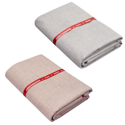 Image of Abhi Fashion Men's Cotton Feel Blend Formal Unstitched Combo Trouser Fabric For Men (Pack Of 2)