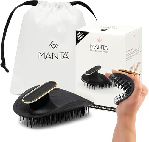 Cepillo de Pelo Antirrotura Manta Original – El Mejor Cepillo Desenredante y Flexible para un Cabello Saludable, Fino y Todo Tipo de Cabello, Cuidado Suave del Cabello para Mujeres y Hombres, Negro