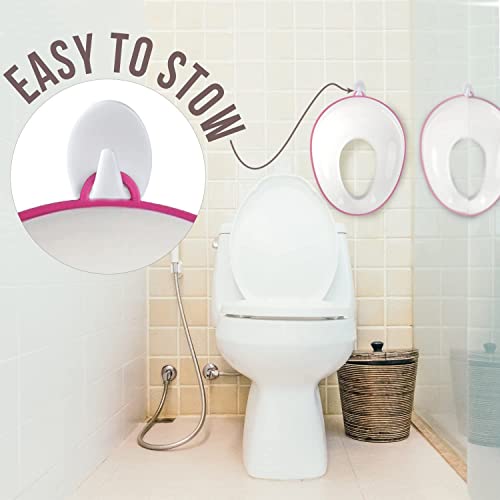 Image of Portable Baby Potty Training Seat for Boys and Girls Potty seat Toilet Seat for Kids 0 to 5 years Child Toddler Non-Slip with Splash Guard Fits Round & Oval Western Toilets, Blue (PINK)