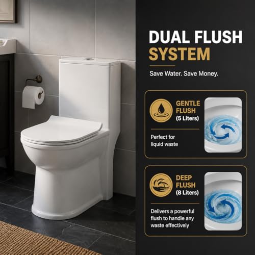 Image of KrissKross Premium Ceramic Rimless One Piece Western Toilet /Commode for Toilet /European Commode With Soft Close Seat Cover For Lavatory /Washdown Flush Commode With - S Trap Outlet (White)