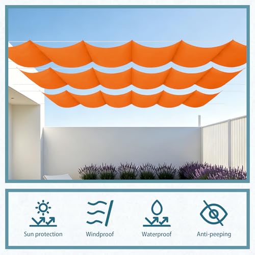 Toile ombrage rétractable vague 3x3m imperméable orange jardin