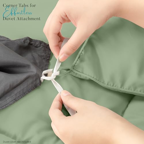 Utopia Bedding Comforter Duvet Insert, Quilted Comforter with Corner Tabs, Box Stitched Down Alternative Comforters Twin Size (Sage Green)