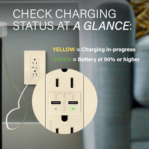 Legrand radiant 15A Fast 30W Power Delivery USB Type C Outlet Light Almond by Legrand - Used condition - Image 3