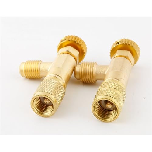 Adaptador de válvula de seguridad para refrigeración R410a y R22, tipo F, con conexión de manguera de carga macho/hembra de 1/4" y 5/16" miniatura 6