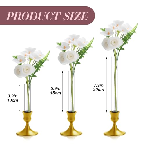 Ninehaoou 10個パック 3.9インチ ガラスシリンダーつぼみ 花瓶 テーパーキャンドルホルダー キャンドルスティック用 特別 調節可能なデザイン テーブルスケープ用テーパーキャンドルホルダー ウェディングデコレーション