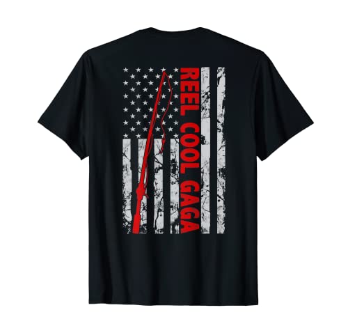 Reel Cool Gaga Fishing American USA Flag regalo para pescador Camiseta