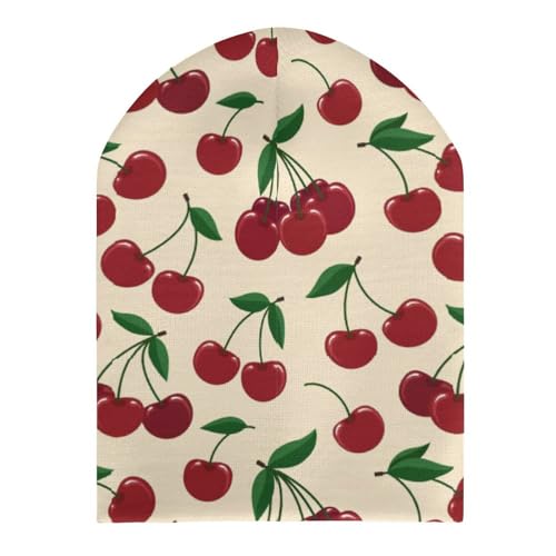 Cherry Pattern(1) Kids Beanie Hat for for Girls Boys Children Cap Winter Knitted Chemo Cancer Headwear Accessories Gifts Decoration3