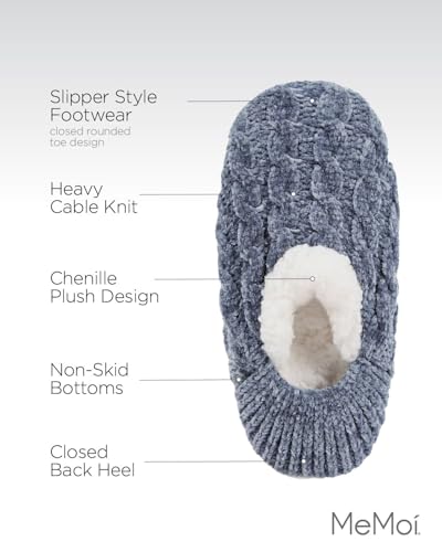 MeMoi Women's Classic Cable Knit Chenille Non-Skid Slipper3