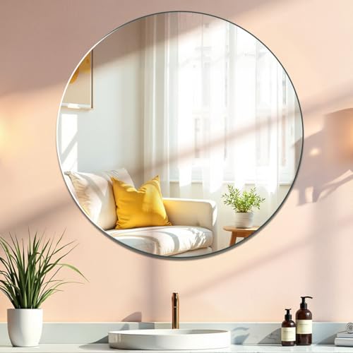 EONAZE Espejo de Baño Redondo 40cm Espejos Decorativos de Pared Mirror Wall Espejo Adhesivo Moderno, Ideal para Baño Entrada Recibidor Habitacion Salon (40 x 40 cm)
