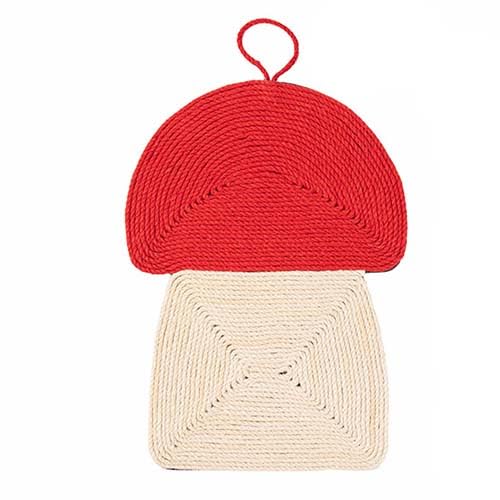Cat Scratcher Mat, Natural Sisal Mushroom Shape Cat Scratch Mats, Anti-Slip Cat Scratching Pads Toy for Indoor Cats, Horizontal Floor Cat Scratching Pads Rug