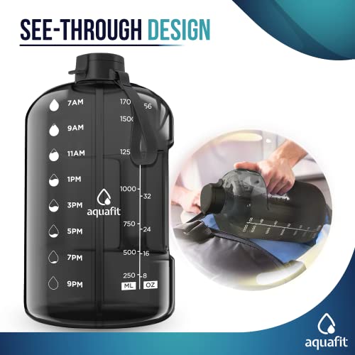 Aquafit Half Gallon Water Bottle With Times To Drink - 64 Oz Water Bottle With Straw - Water Jug - Motivational Water Bottle - Large Water Bottle - Sports Water Bottle With Time Marker For Gym #TOP7