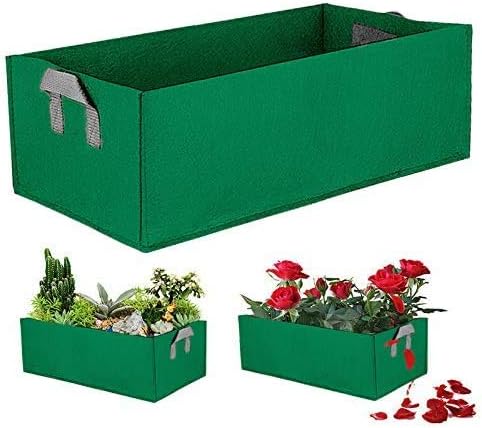 Miniatura 7 de Bolsas rectangulares de cultivo de plantas con asas, cama de jardín elevada de tela no tejida, larga y transpirable, contenedor de plantación de