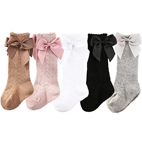 Colorful Childhood Baby Girls Knee High Socks Toddlers Tube Ruffled Bow Stockings Infant Newborn Cotton Princess Frilly Socks thumb #1