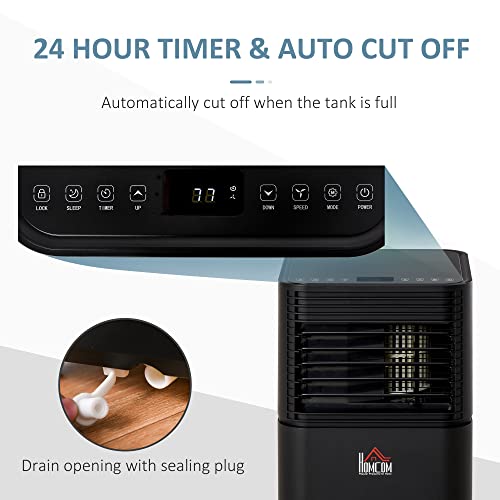 Homcom 10000 Btu Mobile Portable Air Conditioner For Home Office Cooling, Dehumidifier, Ventilating, Portable Ac Unit With Remote, Led Display, 24H Timer, Auto Shut-Down, Black #TOP5