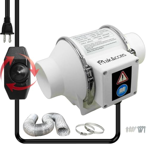 Makacces Powerful 3 Inch Duct Fan with 1.5M Pipe,Copper Motor, Enhanced Air Flow, Low Noise Level for Efficient Smoke&Odor Extraction,for 3D Printers, Laser Engravers,Resin&Painting Ventilation