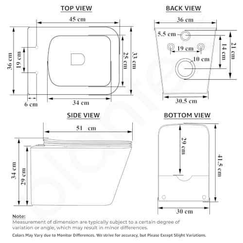 Image of Plantex Rimless Washdown Flushing /Imported Ceramic Wall Hung Commode for Toilet /Western Commode with Soft Closing Toilet Seat - P Trap - (Pine Blue)