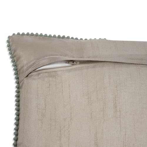 Image of haus & kinder Decorative Embroidered Cushion Cover Set of 1, Cotton Throw Cushion Cover for Sofa, Couch & Living Room, Soft Breathable Square Cushion Case 16x16 Inch Accent Pillow Cover