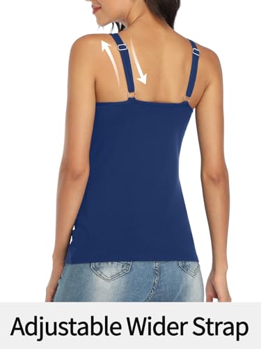 Image of V FOR CITY Women's Cotton Tank Top with Unpadded Shelf Bra Adjustable Wide Strap Camisole Summer Basic Udershirts