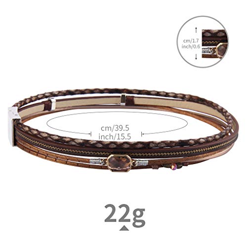 Gelconnie Leopard Print Leather Wrap Bracelet Crystal Multi Layer Cuff Bracelets Magnetic Boho Bracelet For Women, Mother, Wife Lpb330-Brown #TOP2