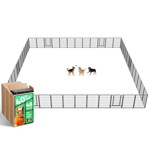 Image of FXW Rollick Unleashed Dog Playpen for Indoor, Yard, RV Camping, 40 inch 48 Panels for Medium and Large Dogs, Black│Patented