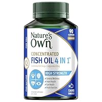 Nature's Own 4 in 1 Concentrated Fish Oil Capsules 90 - Naturally Derived Omega 3 - Supports Mental Function - Maintains healthy Nervous System Function, Heart, & Eye Health - Odourless Formula