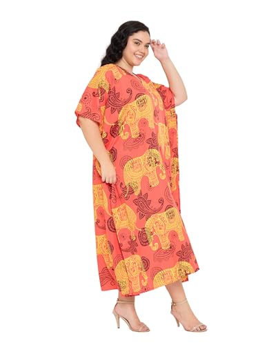 Image of Gypsie Blu Women Plus Size Kaftan Dress Beach Cover Up Maxi Dresses for Women, V-Neck Kimono Sleeve 1X-3X