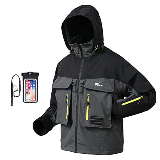 8Fans Fishing Wading Jackets Breathable Waterproof Fishing Rain Jackets for Men&Women Medium