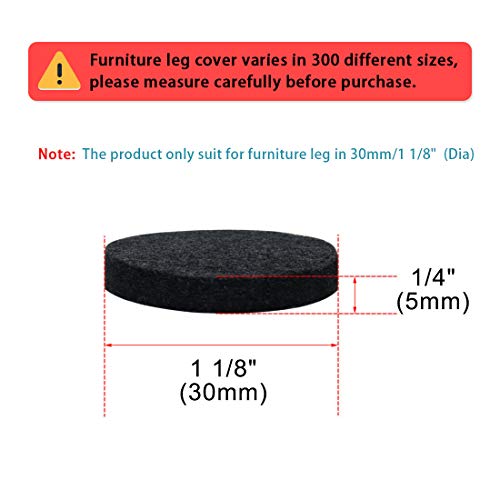 Uxcell 50Pcs Furniture Felt Pads Round 1 1/8" Self-Stick Non-Slip Anti-Scratch Pads For Sofa Cabinet Chair Feet Floor Protector Black #TOP1