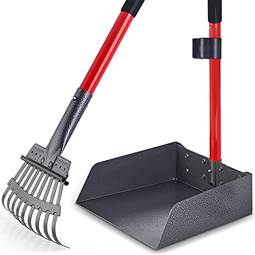 #LightningDeal Pawler Dog Pooper Scooper for Large & Small Dogs - Heavy-Duty, Metal and Aluminum Poop Scoop Set with Rake and Tray - Use on Grass, Dirt or Gravel - Pet Supplies